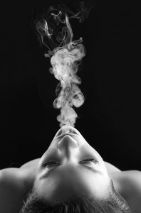 Hot Girl Exhaling Smoke